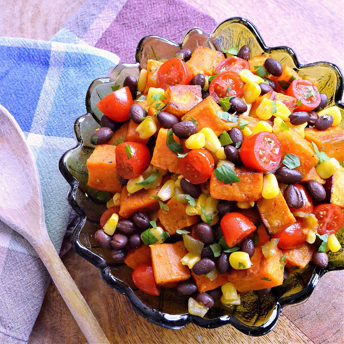 Roasted Sweet Potato Salad with Black Beans