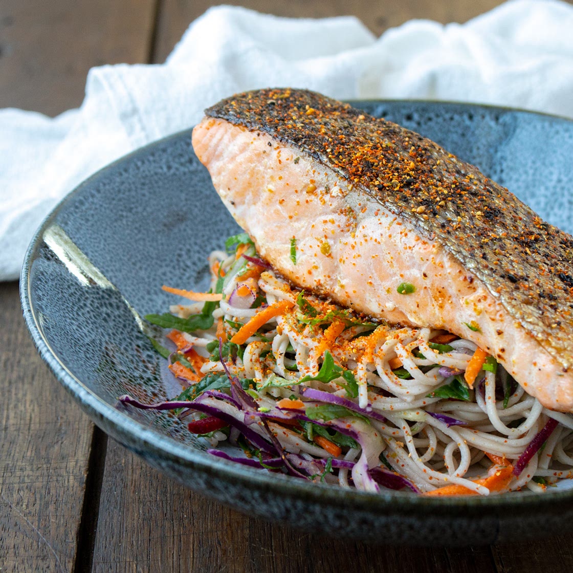 5 Ingredient Salmon Soba Noodle Salad