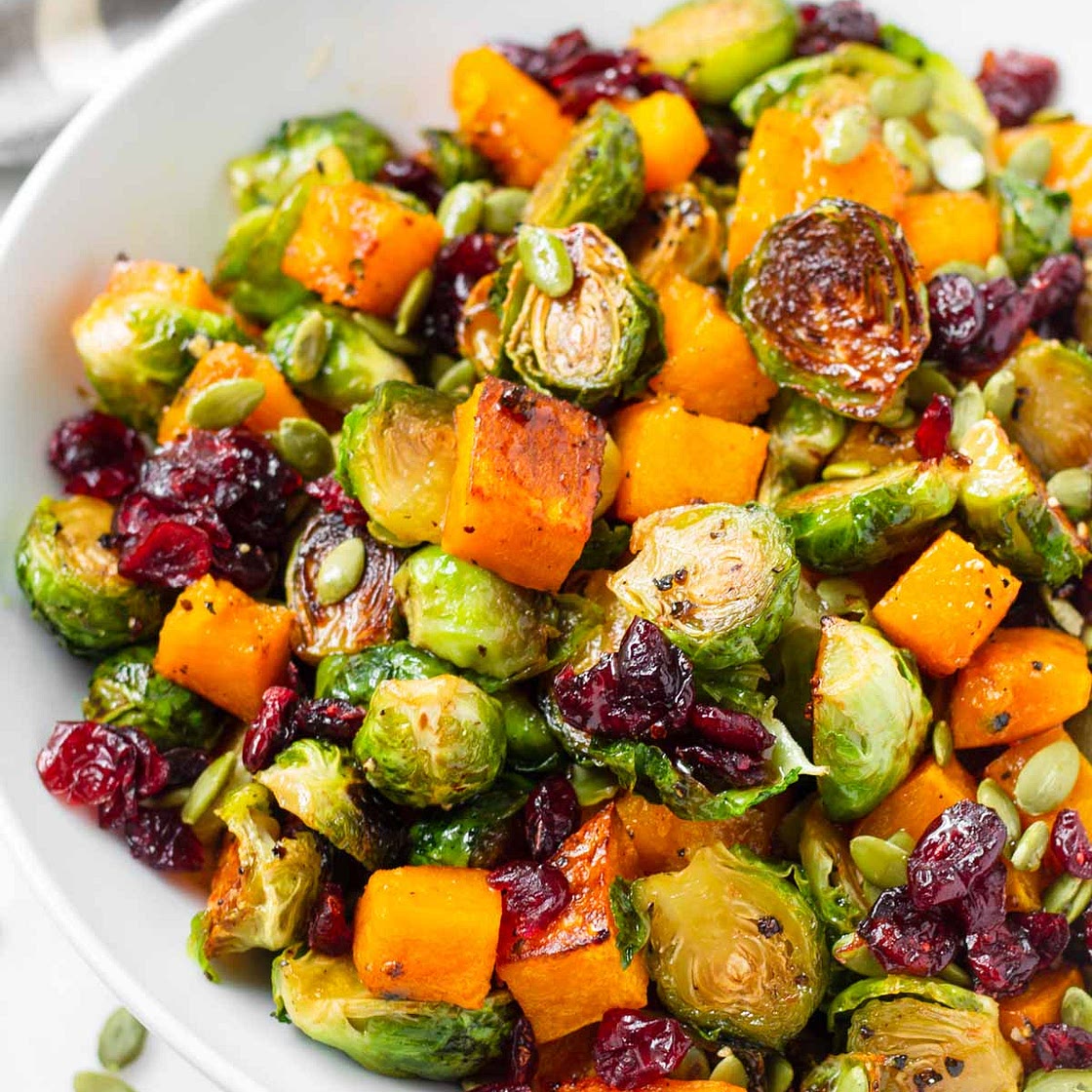 Roasted Butternut Squash and Brussels Sprouts