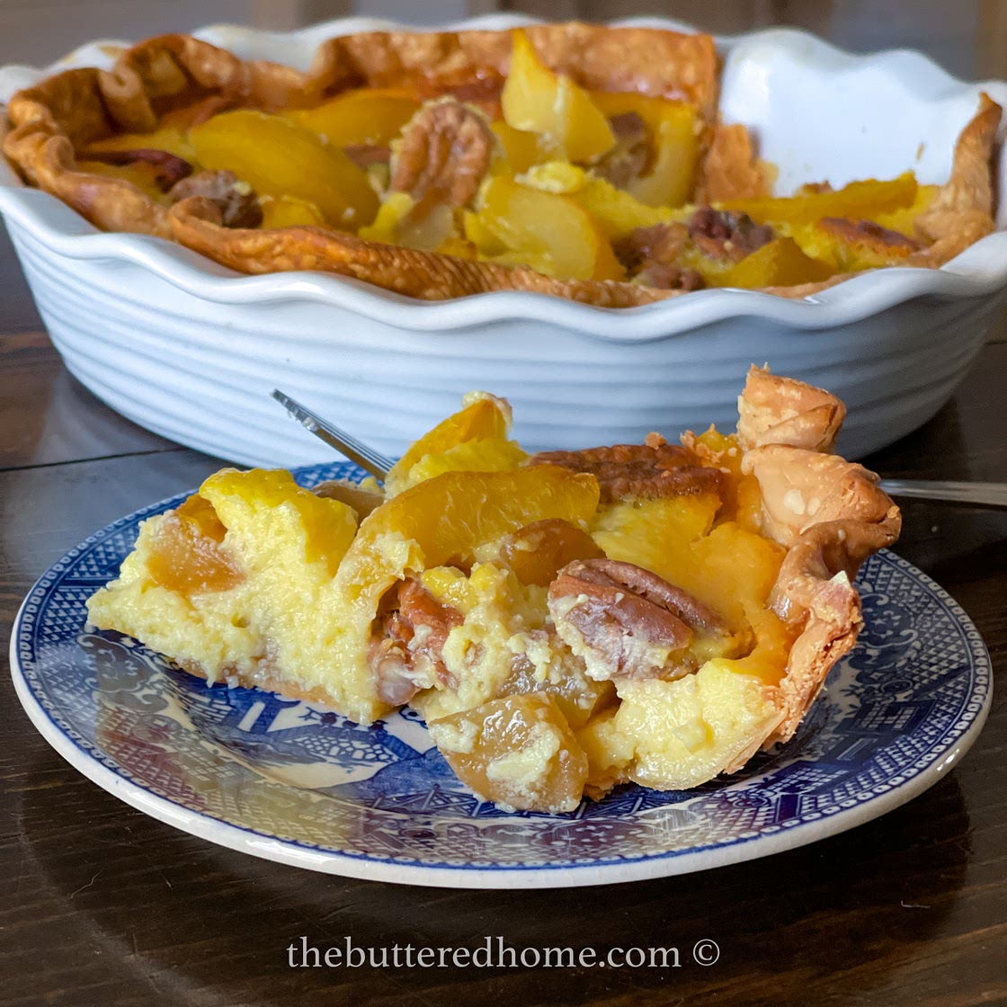 Peach and Pecan Custard Pie