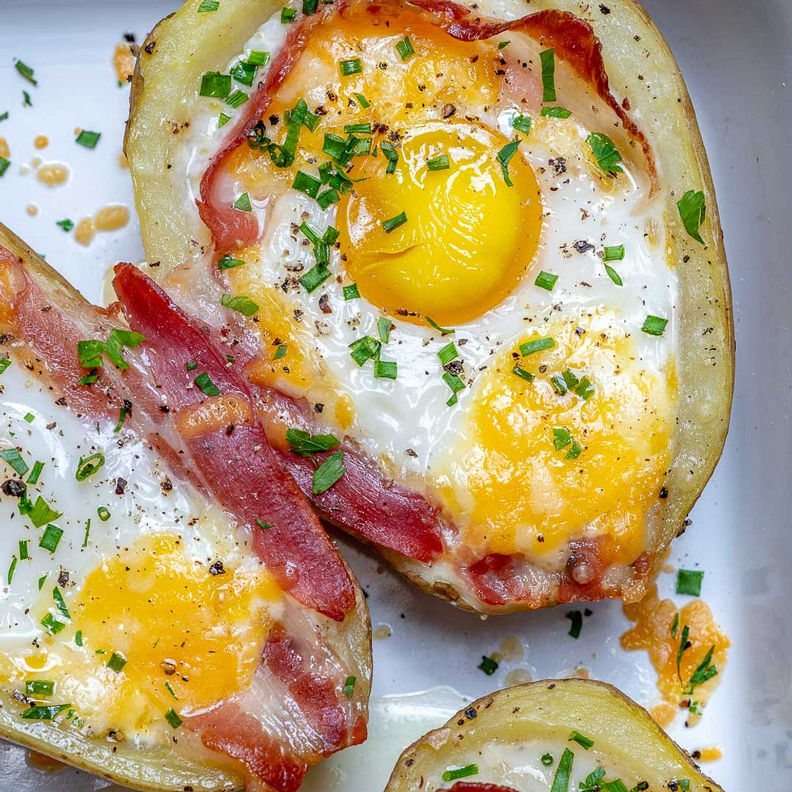 Double Baked Bacon + Egg Potatoes