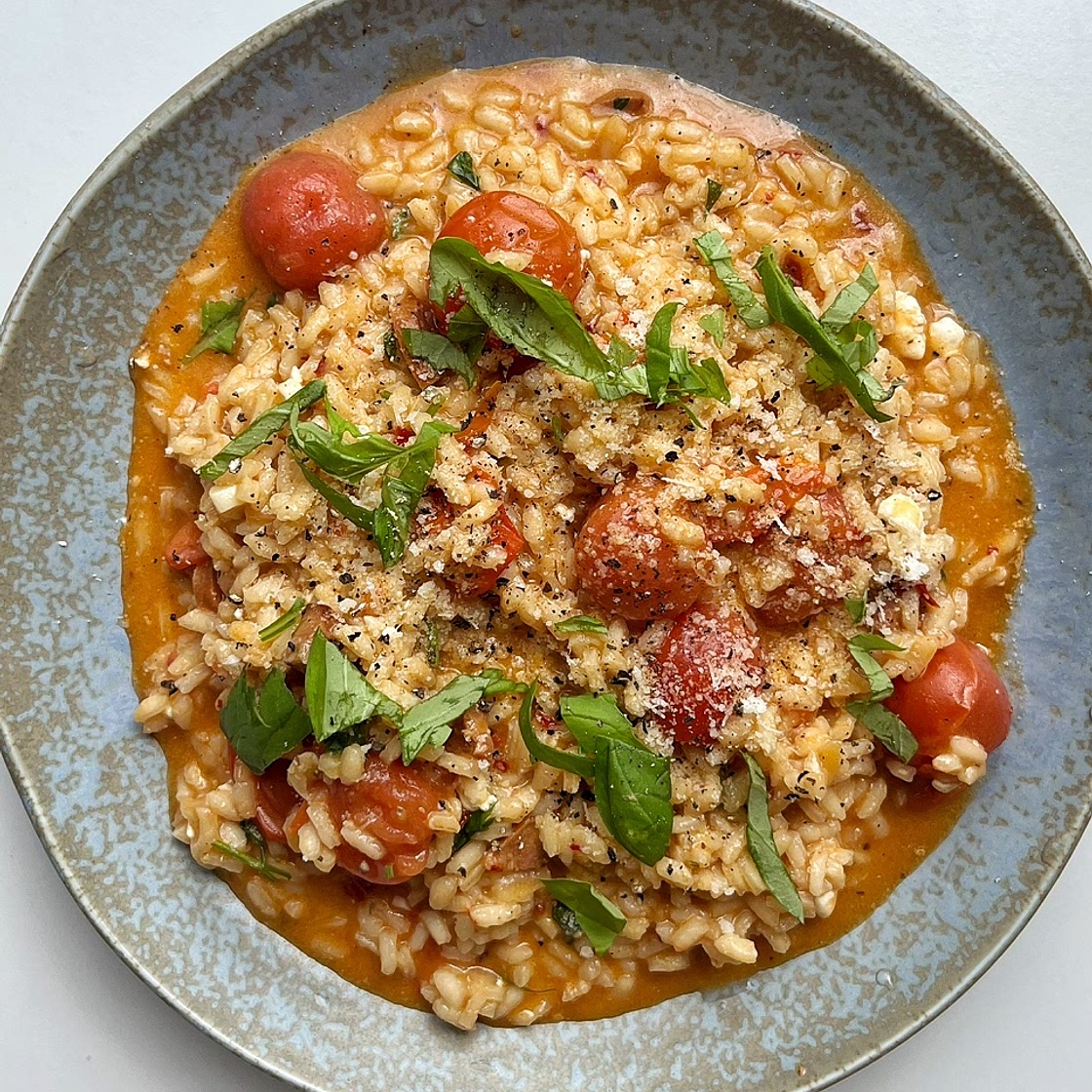 'Nduja Risotto with Chorizo and Cherry Tomatoes