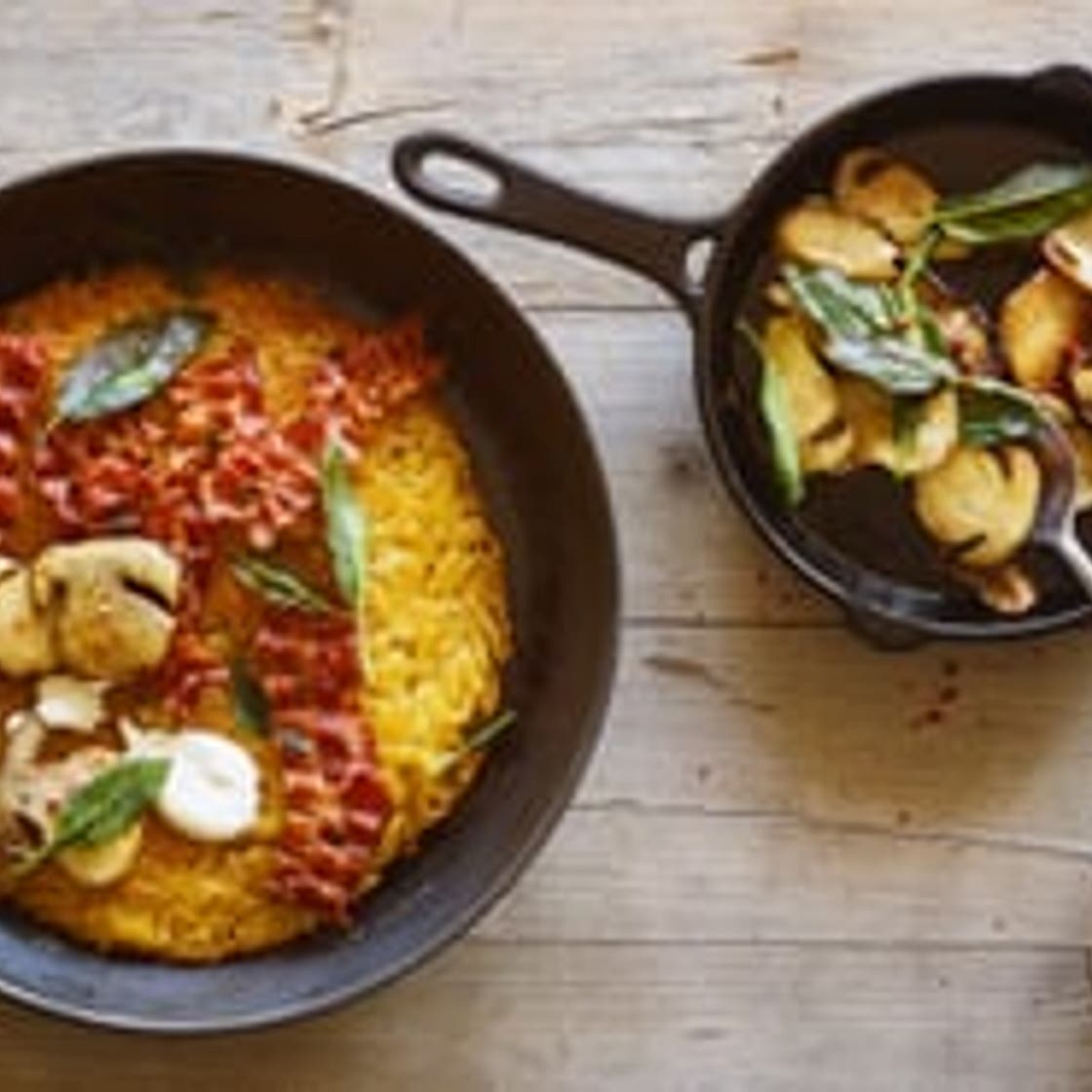 Rösti fixfertig mit Speck und Salbeipilzen