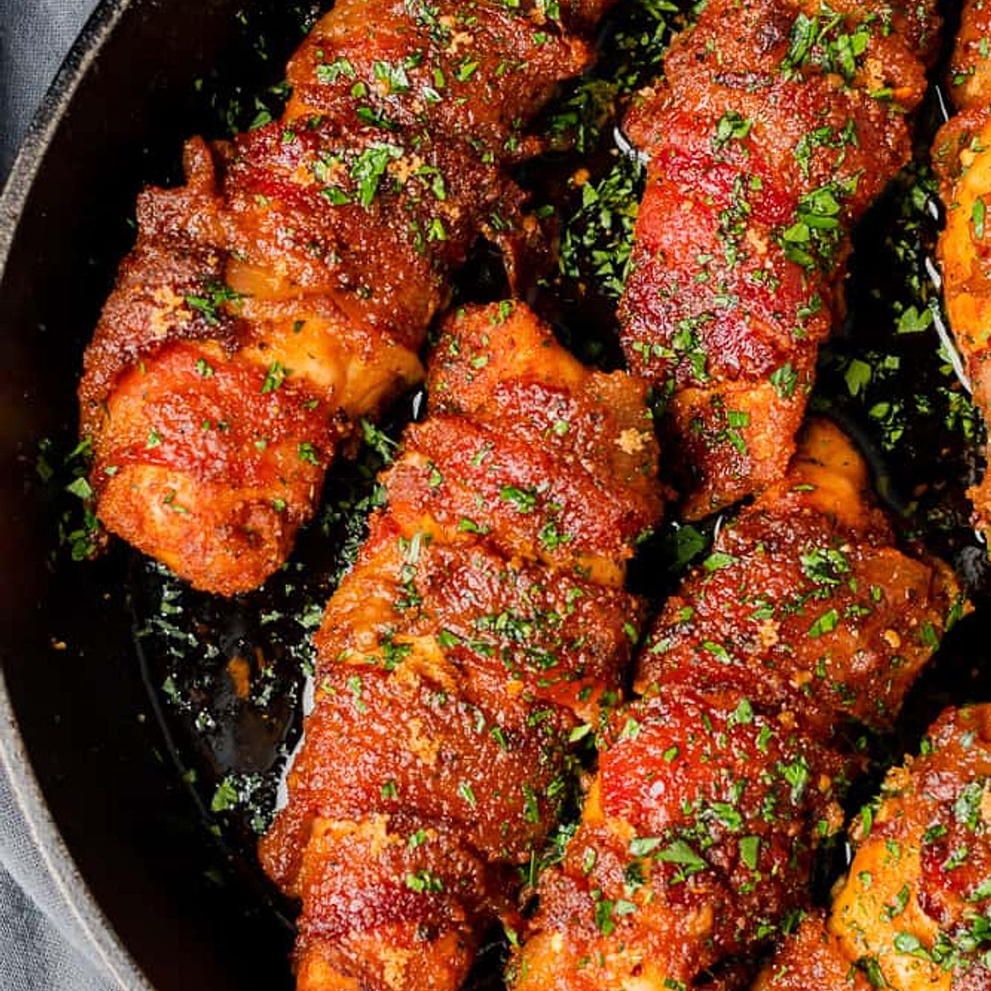 Keto Bacon Wrapped Chicken with Brown Sugar