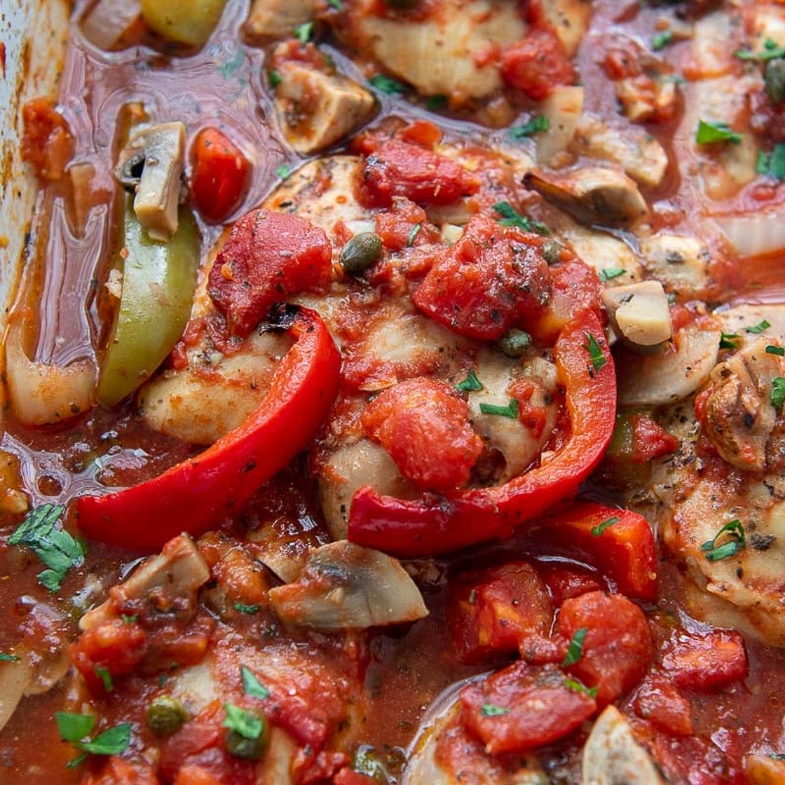 Oven Baked Chicken Cacciatore