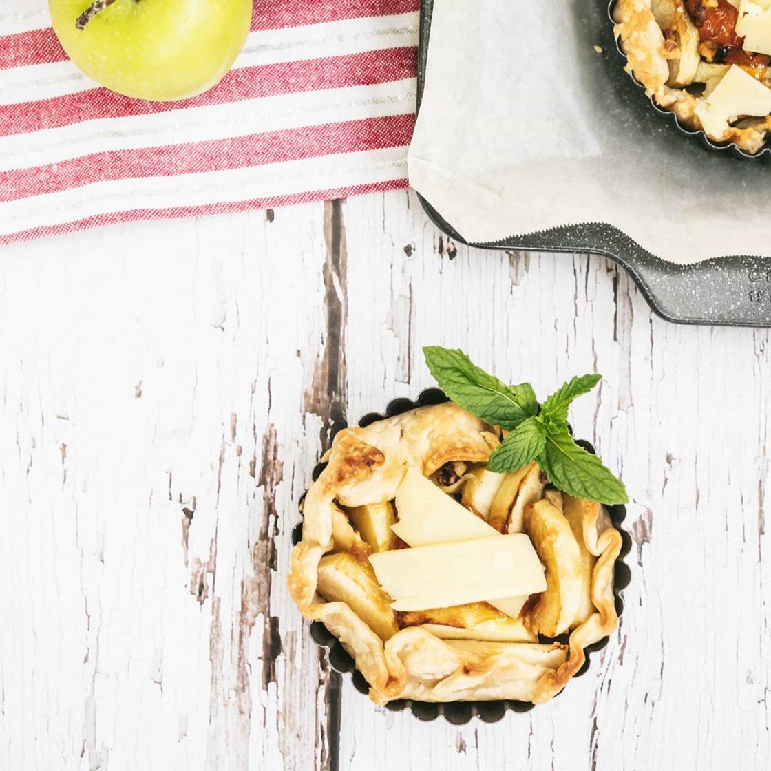 Cheddar Apple Tarts with Apricot-Mint Glaze