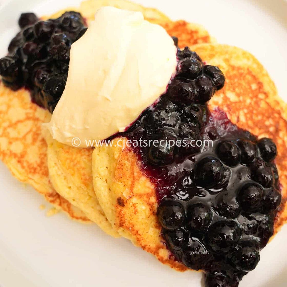 Lemon Ricotta Pancakes with Blueberry Compote