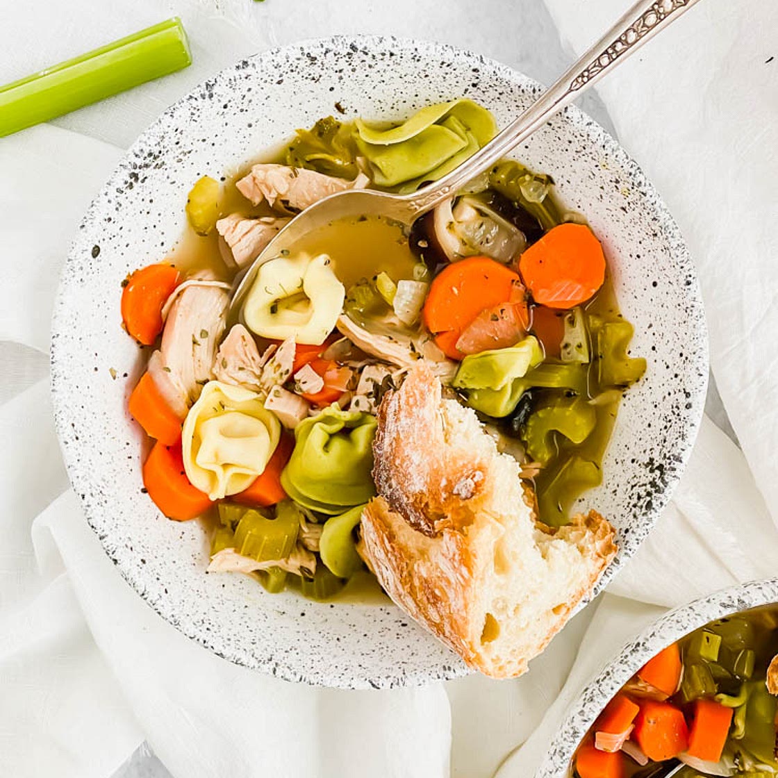 Healthy Chicken Tortellini Soup