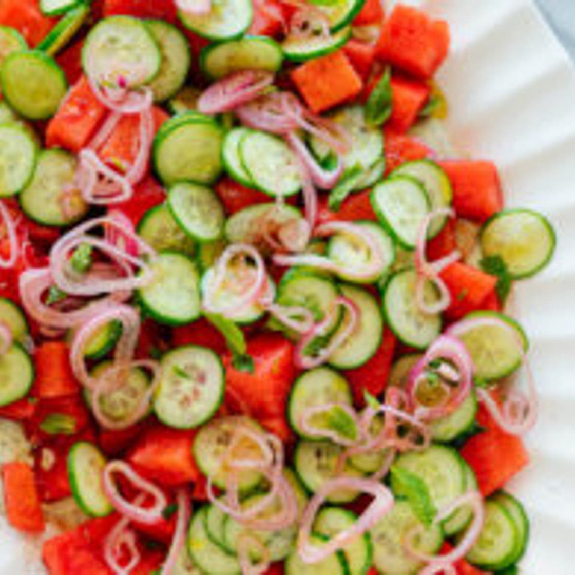 Watermelon Salad with Herbed Yogurt Sauce