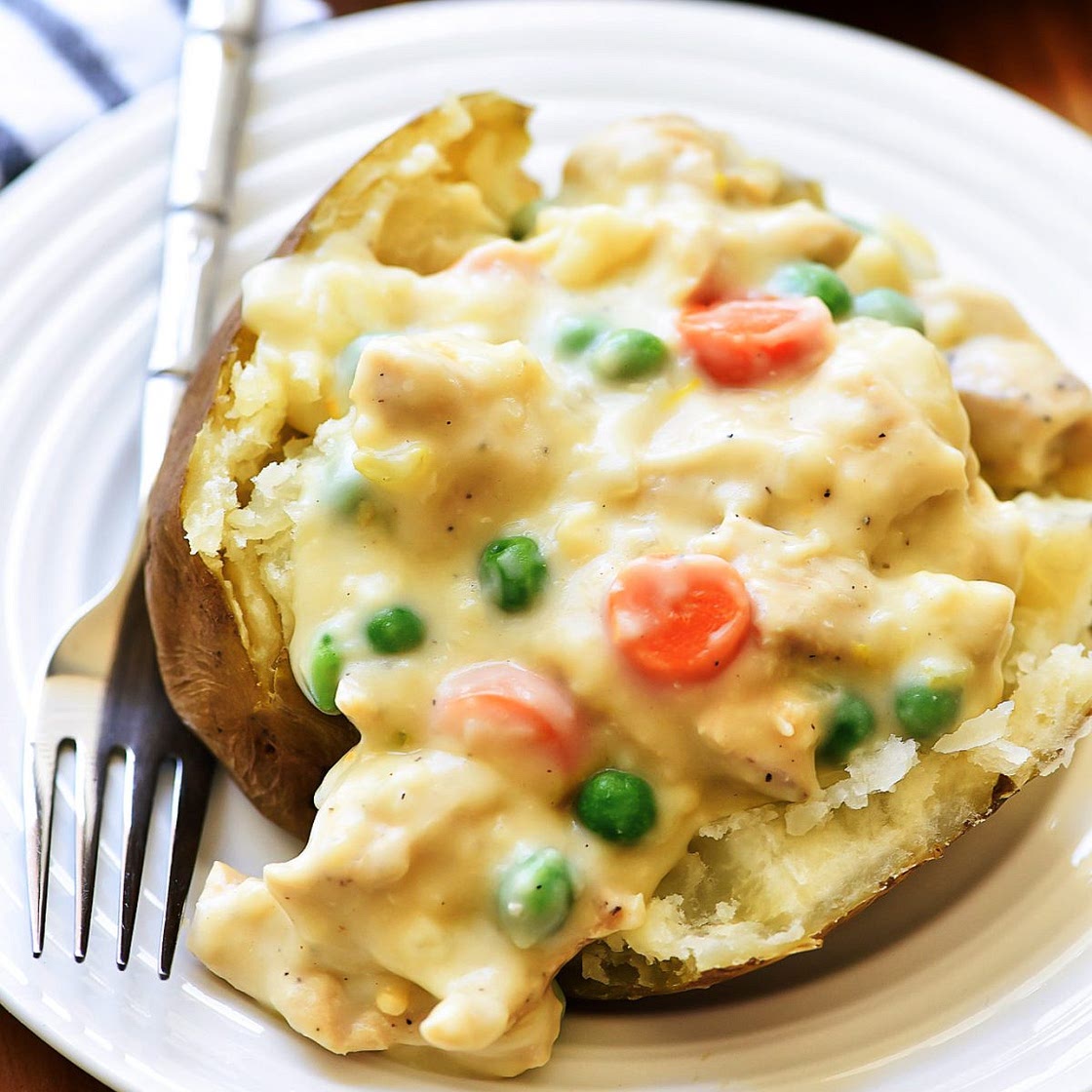 Chicken Pot Pie Baked Potato