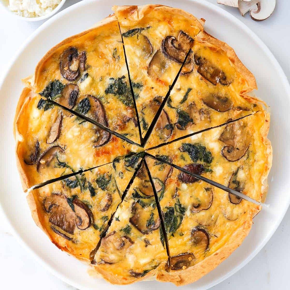 Spinach Mushroom Feta Quiche