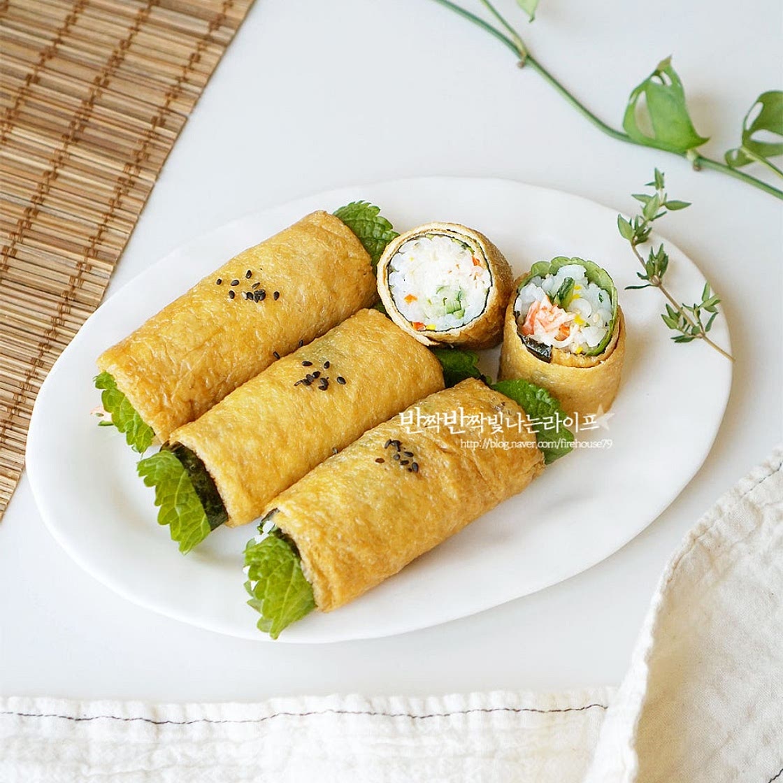 롤유부초밥 만들기 크래미 유부초밥 맛있게 만드는 법 점심 도시락메뉴