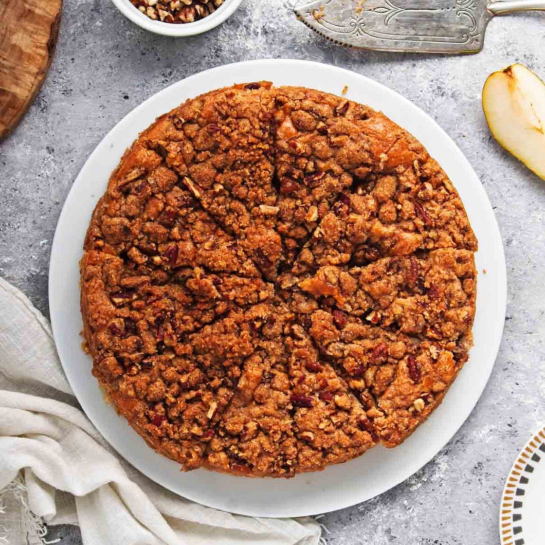 Vegan Pear Coffee Cake with Streusel Topping