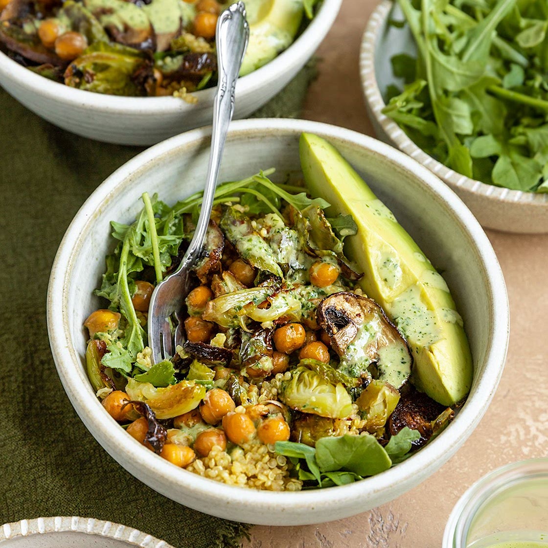 Veggie Quinoa Bowl with Cilantro Tahini Sauce