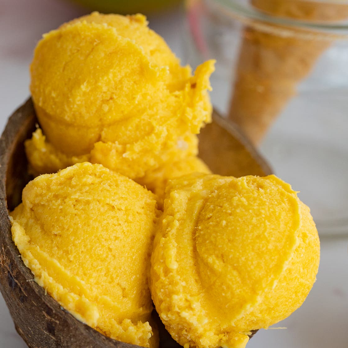 Mango ice cream with condensed milk