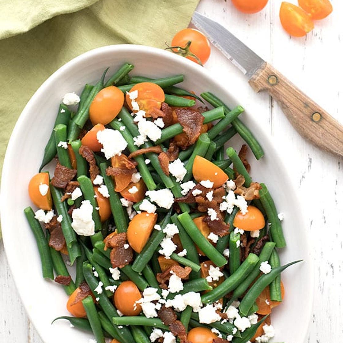 Green Bean Salad with Bacon, Tomatoes, and Feta