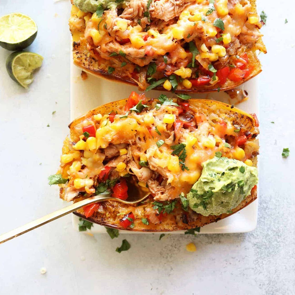 BBQ Chicken Spaghetti Squash Boats