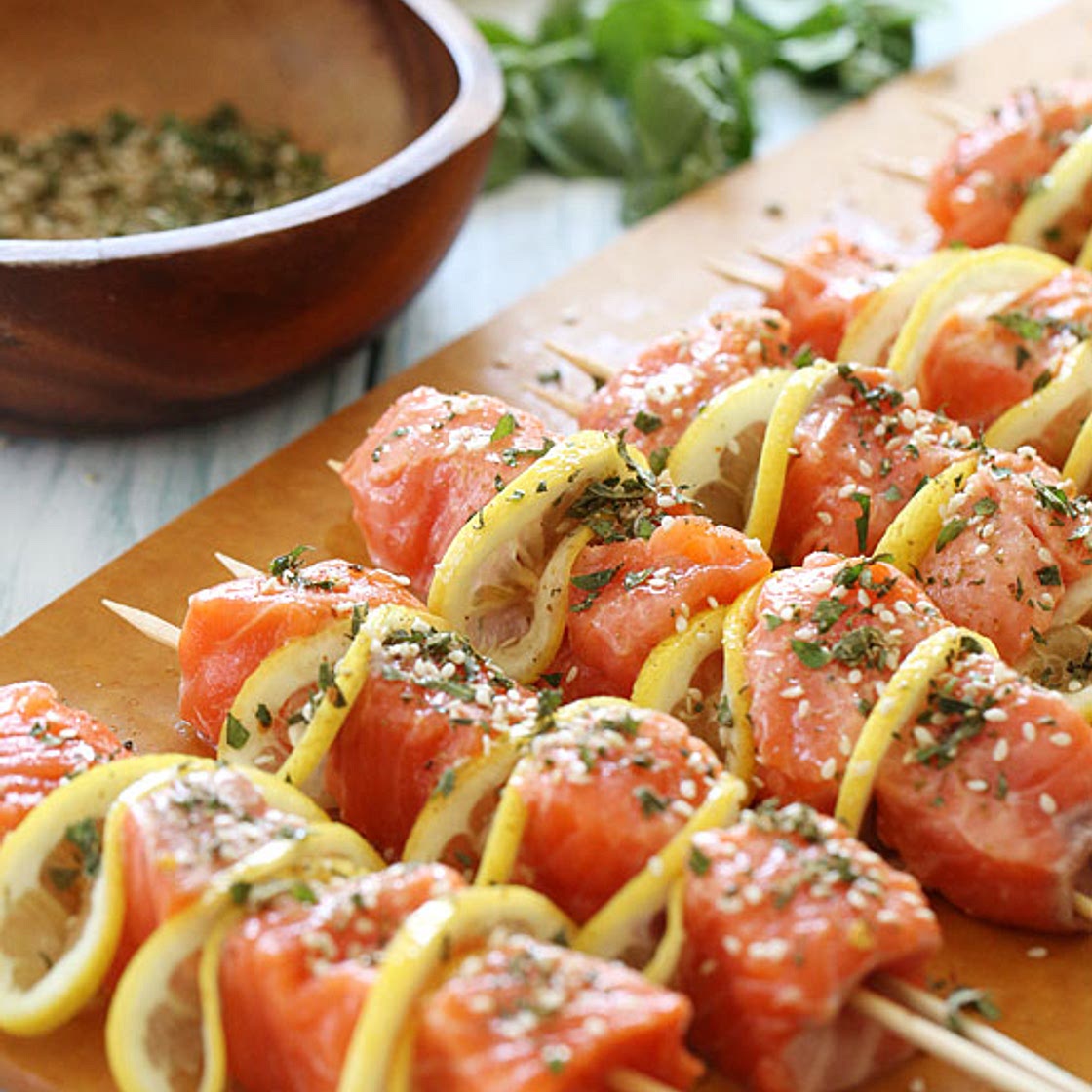 Grilled Salmon Kebabs