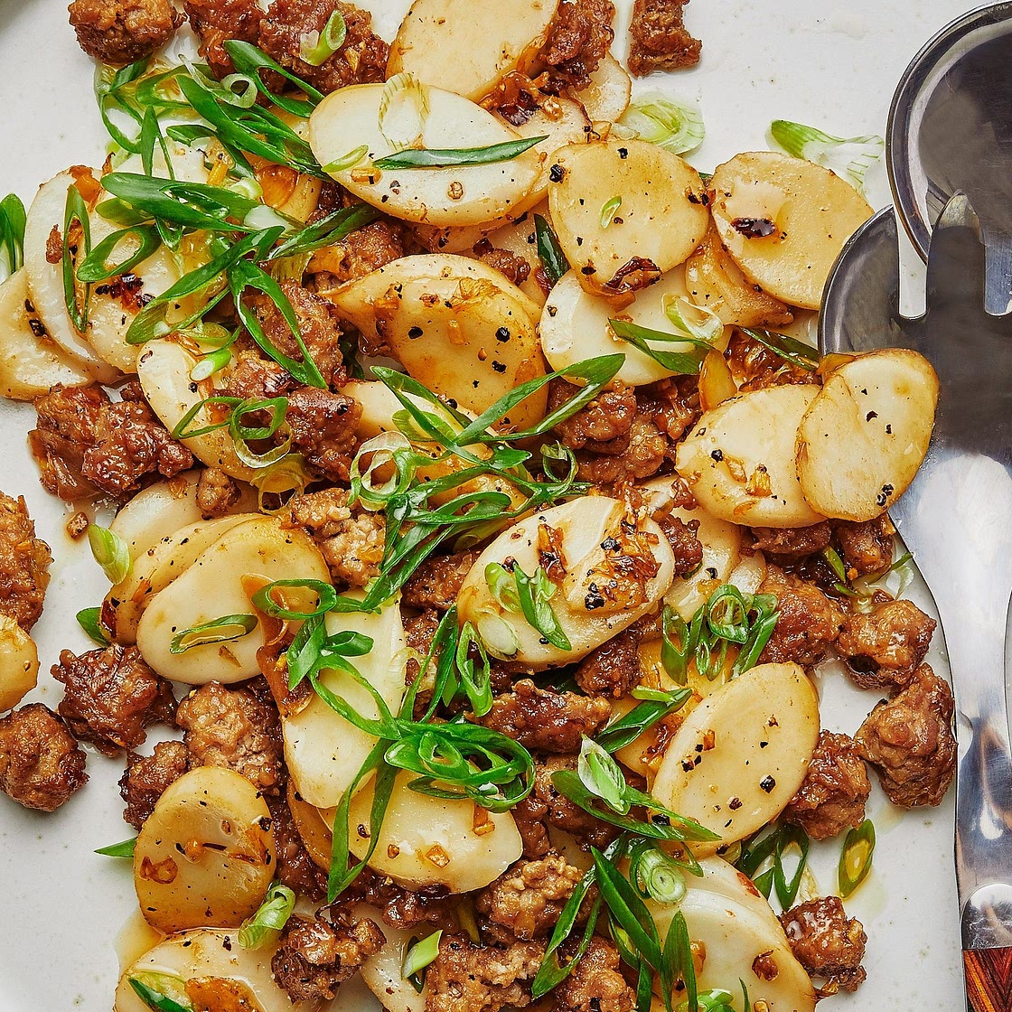 Salt-and-Pepper Pork With Crispy Rice Cakes