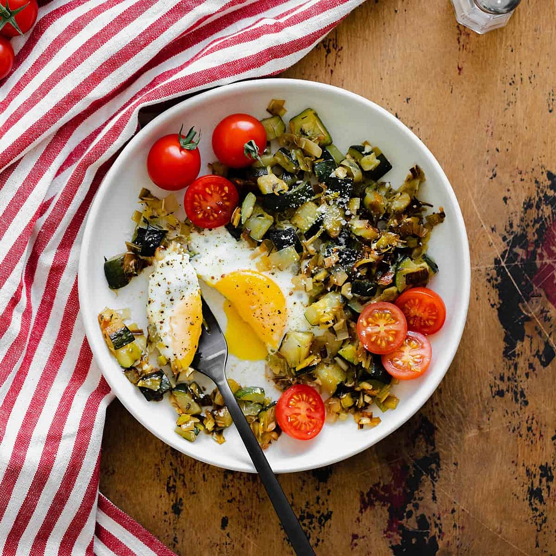 Leek and Zucchini Egg Skillet