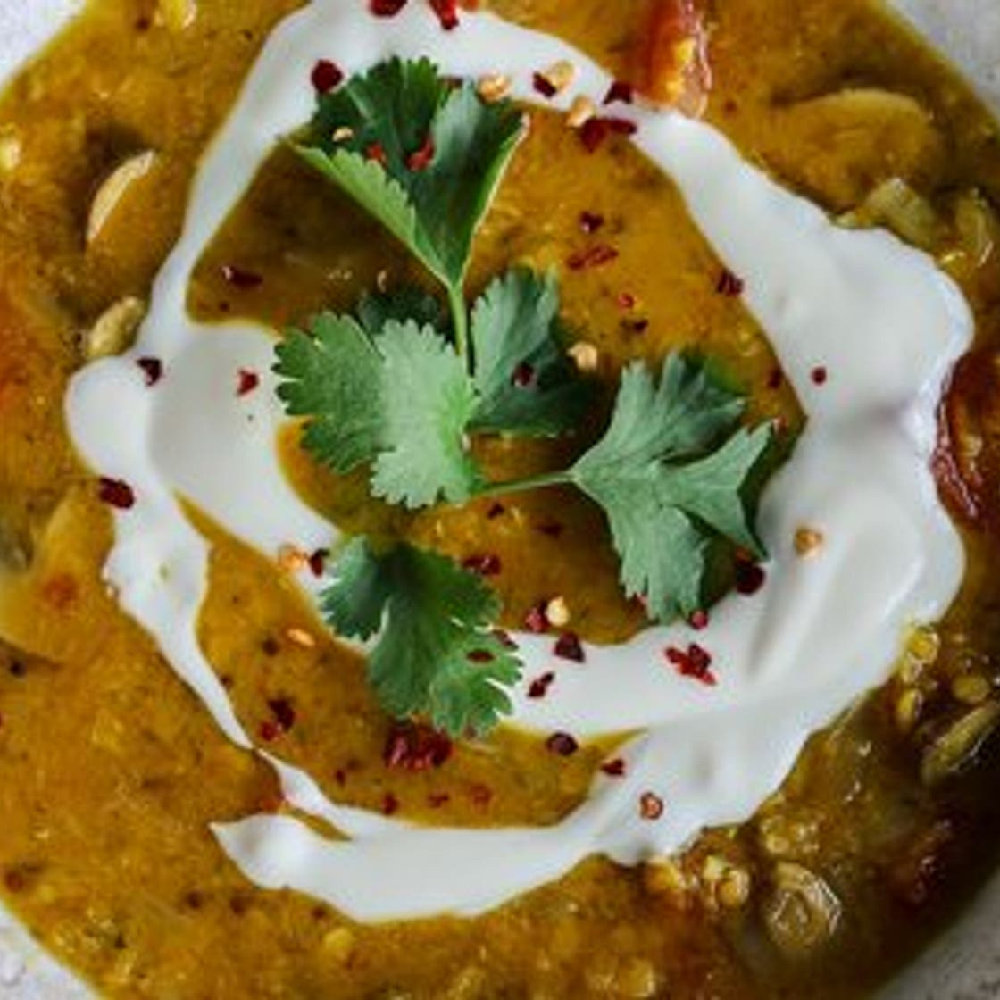 One-Pot Golden Red Lentil and Mushroom Curry Soup