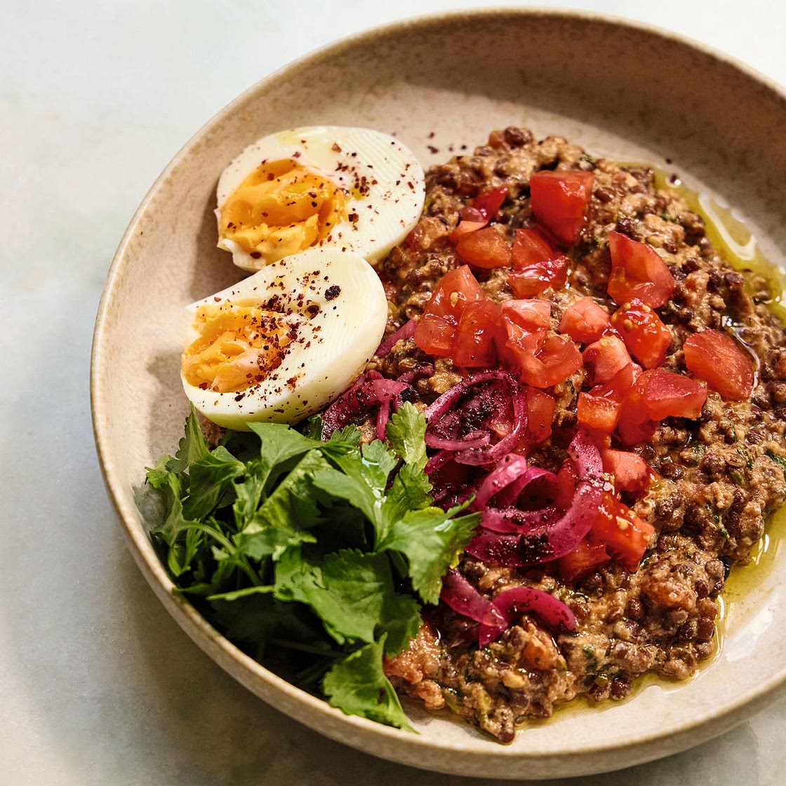 Crushed Lentils With Tahini & Soft-Boiled Eggs (Adas Medames)