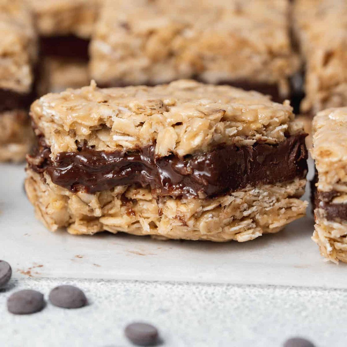 No Bake Chocolate Filled Oat Bars