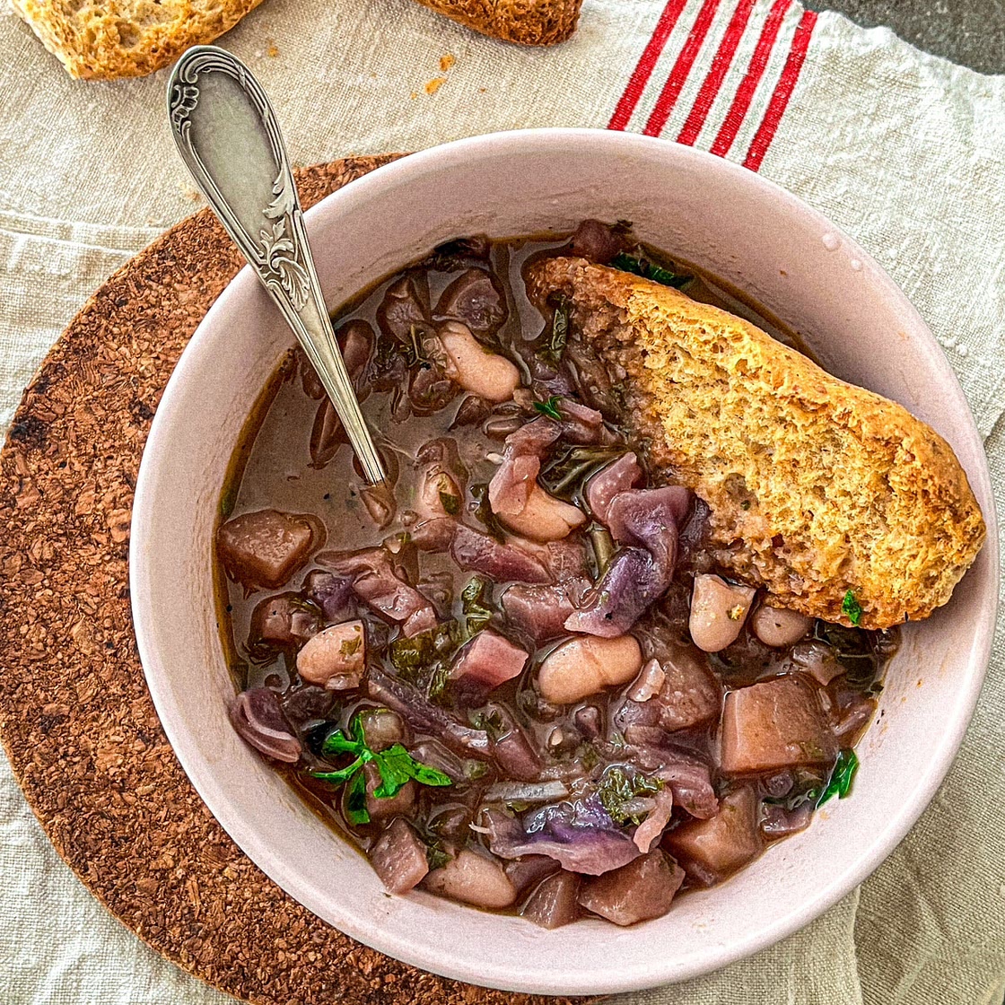 Tuscan Red Cabbage Soup with Beans