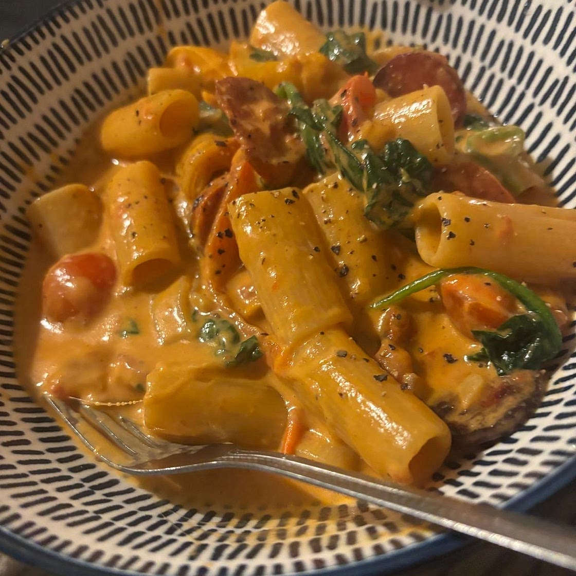 One Pot Creamy Tomato and Chorizo Rigatoni