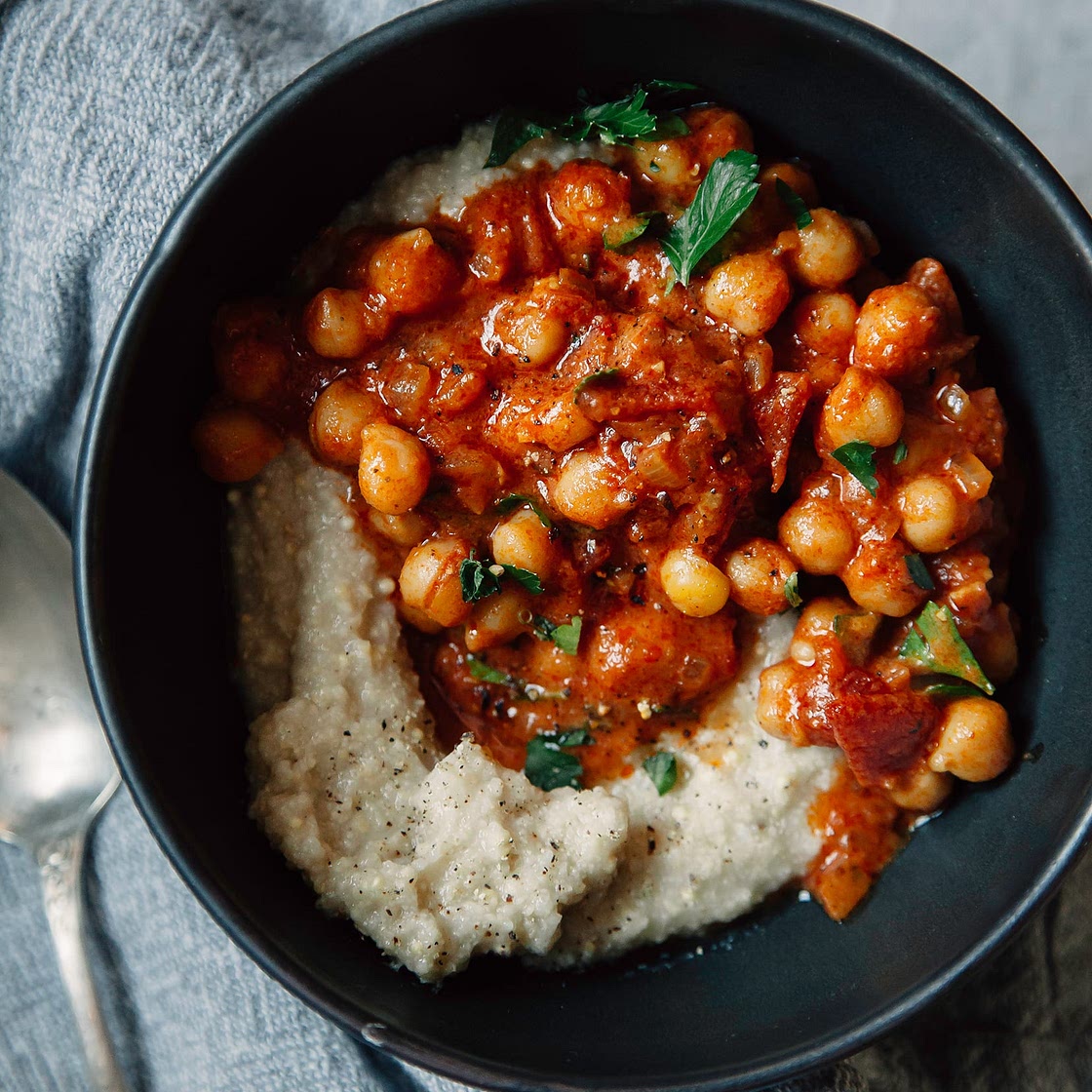 Seven Spice Chickpea Stew with Tomatoes and Coconut