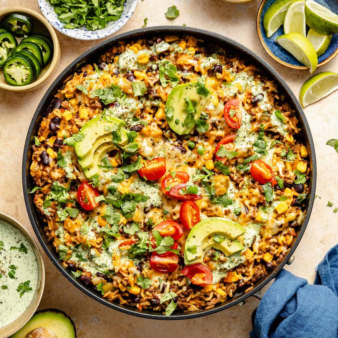 Mexican Beef and Rice Skillet