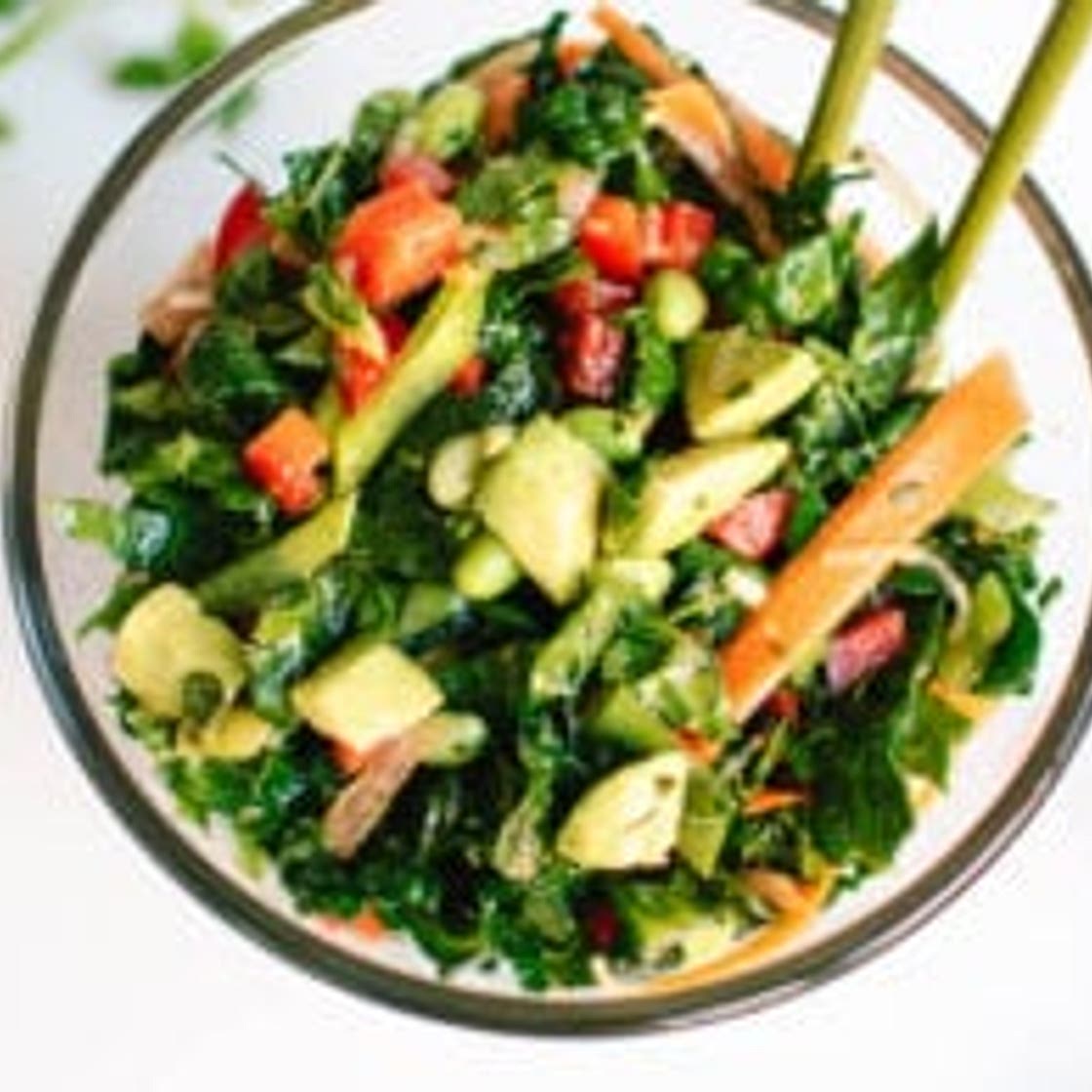 Chopped Kale Salad with Edamame, Carrot and Avocado