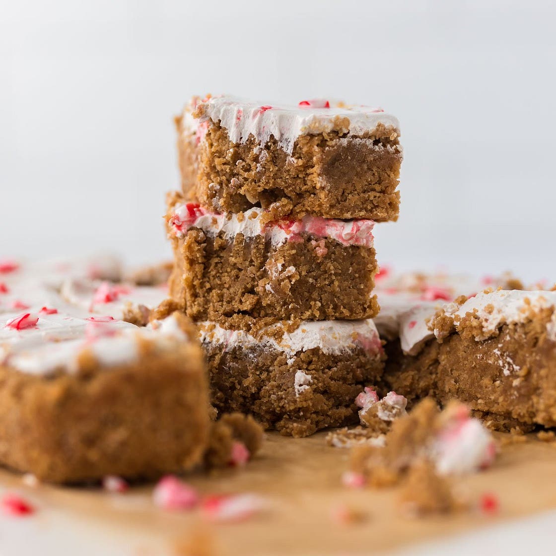 Healthy Peppermint Sugar Cookie Bars (Refined Sugar Free, Gluten Free, High Protein)