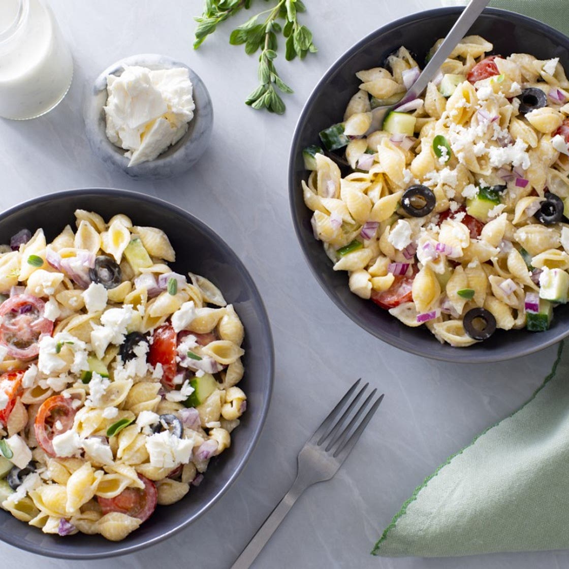 Greek Pasta Salad with Creamy Dressing