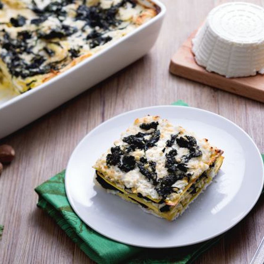Lasagne con ricotta e ortiche