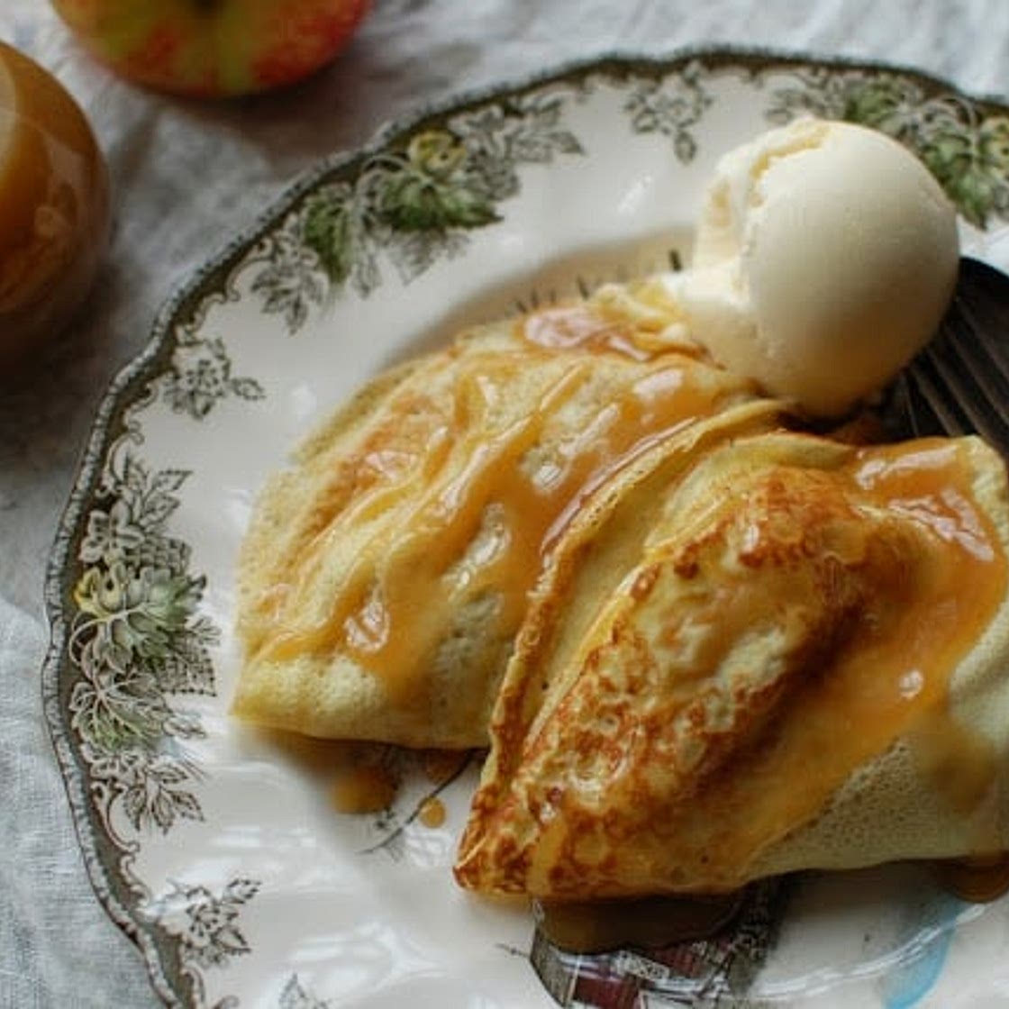 Apple Crepes with Caramel Sauce