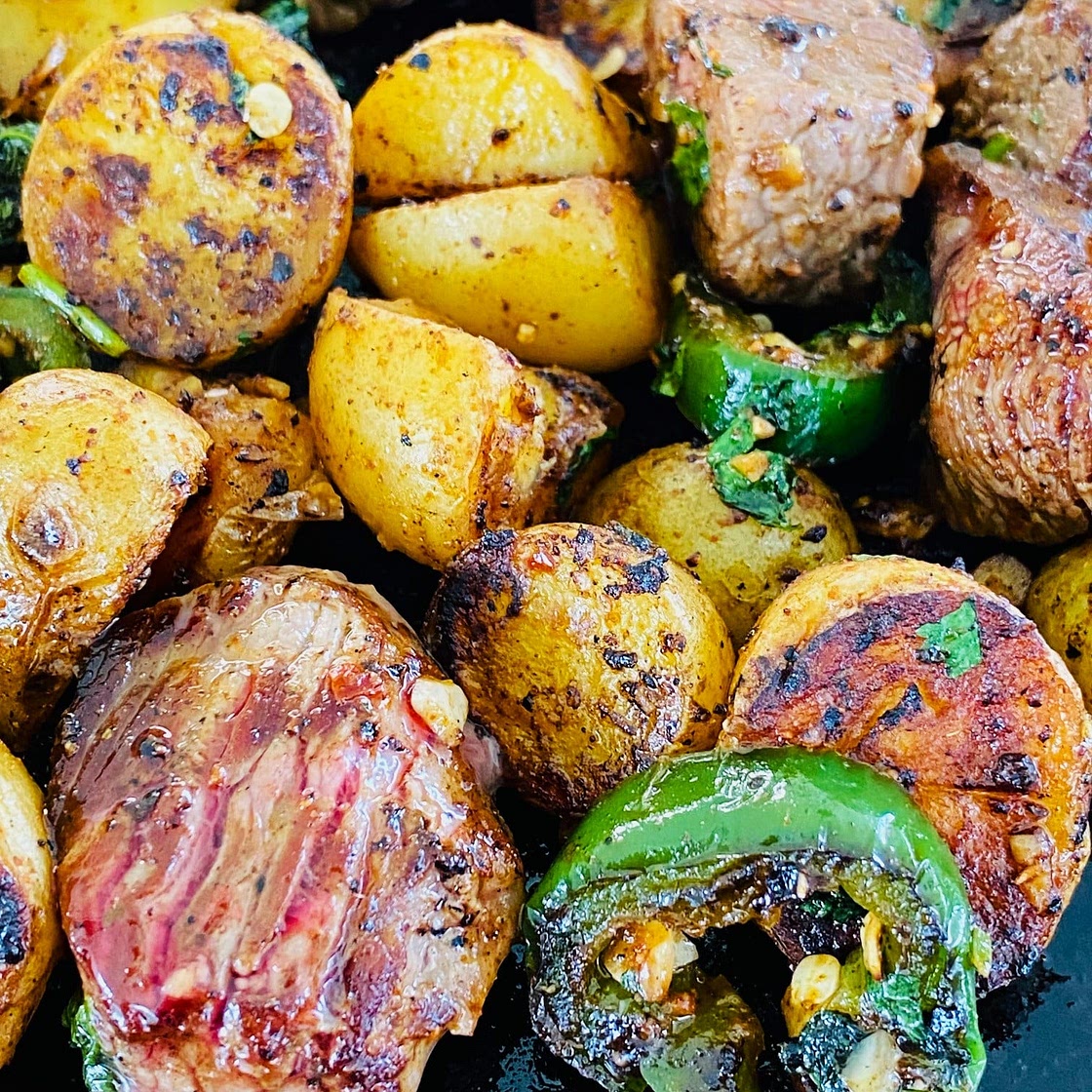 Blackstone Cilantro Lime Steak and Potatoes