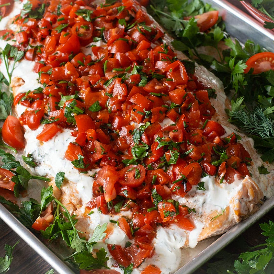 Christmas Salmon With Mediterranean Flavors Recipe