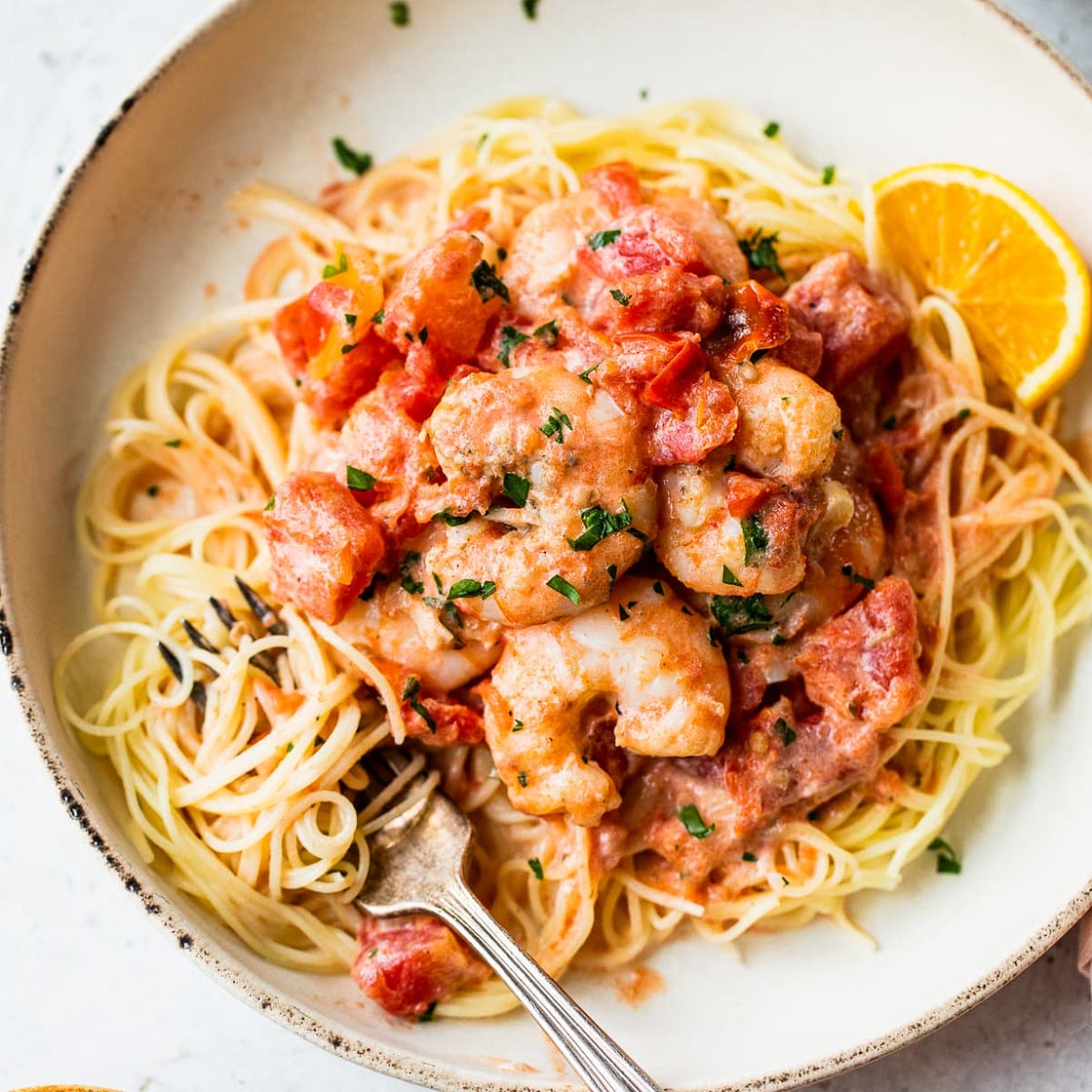 Angel Hair with Shrimp and Tomato Sauce