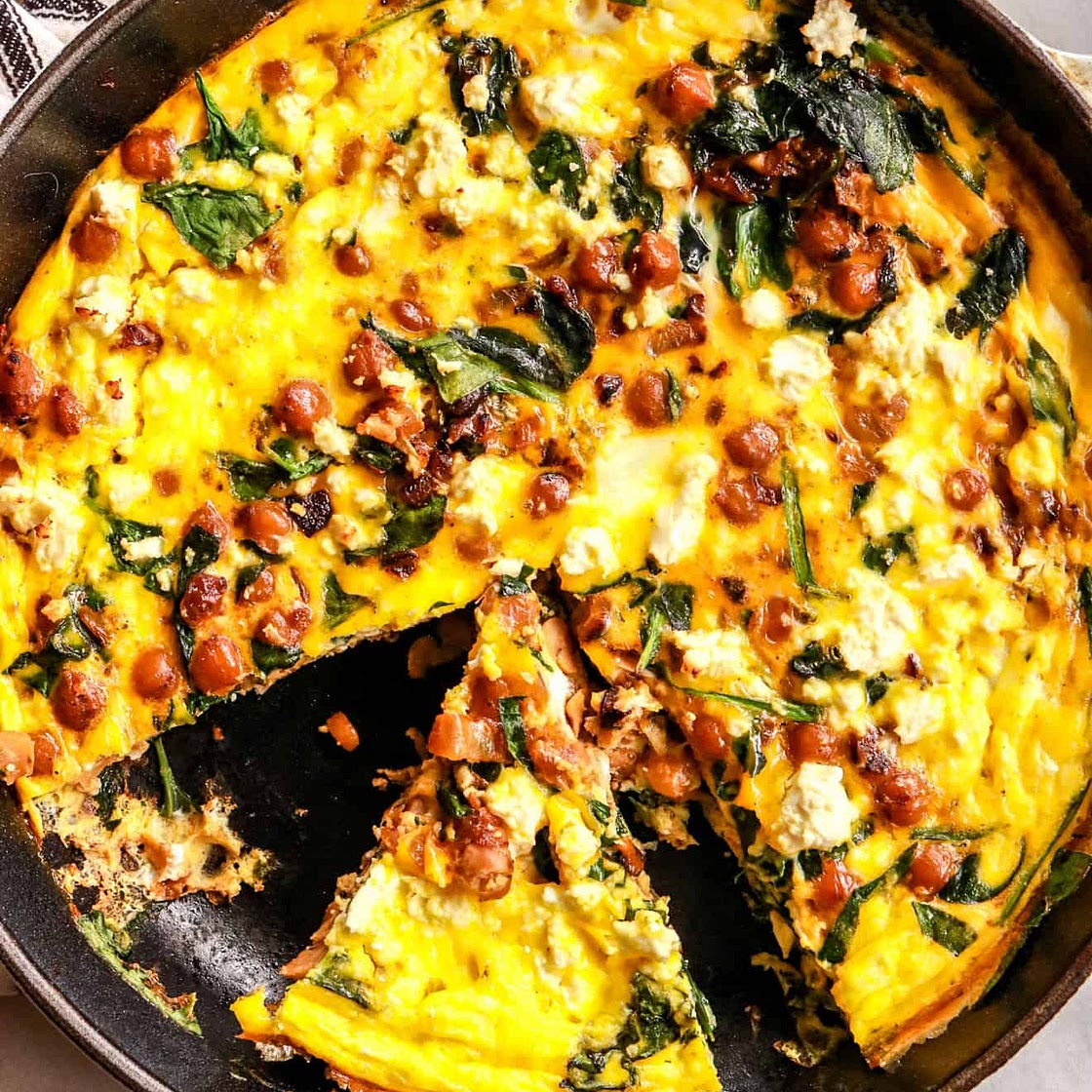 Spicy Chickpea Spinach Feta Frittata