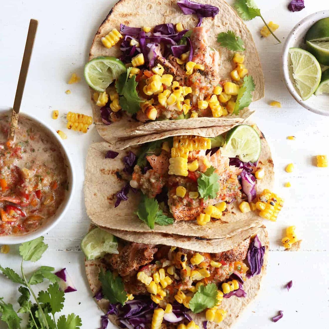 Salmon Tacos + Homemade Salsa