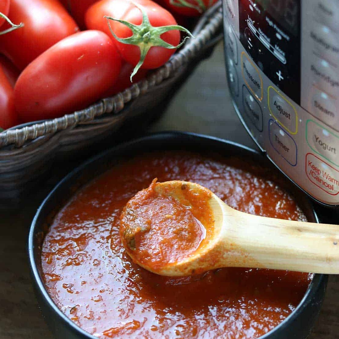 Instant Pot Homemade Tomato Sauce- No Peeling, Coring or Seeding!