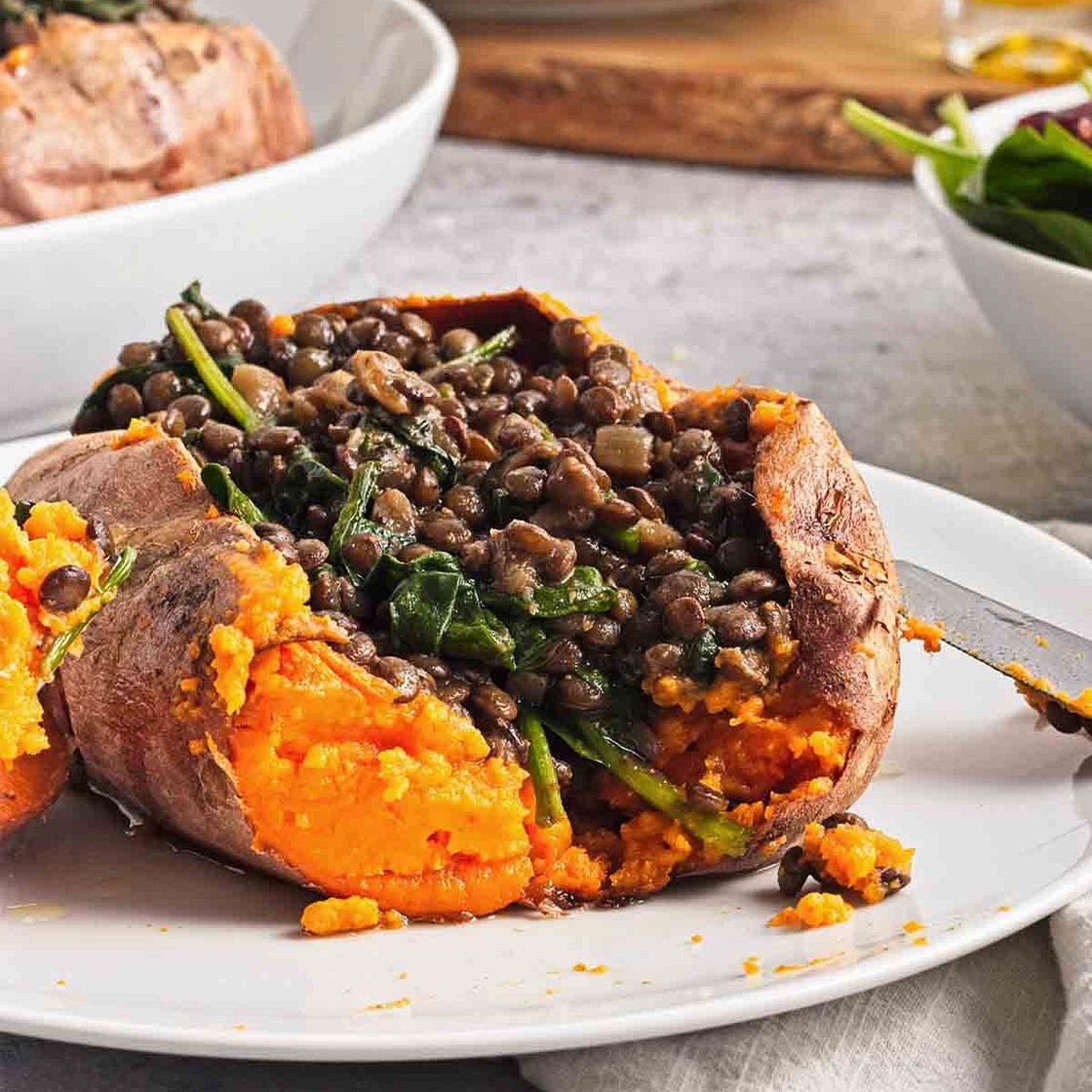Lentil Loaded Sweet Potato Recipe