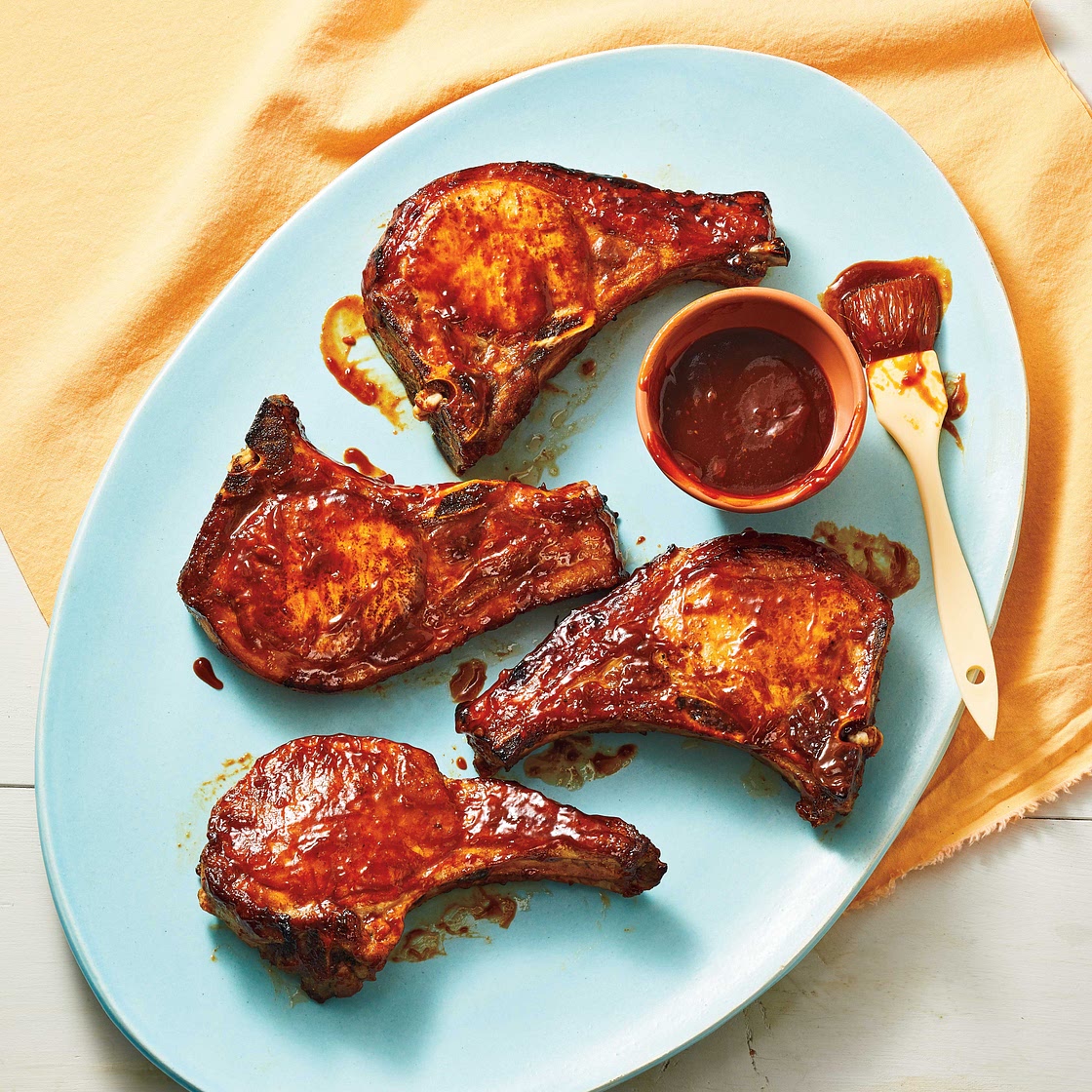 Air Fried Bourbon BBQ-Glazed Pork Chops