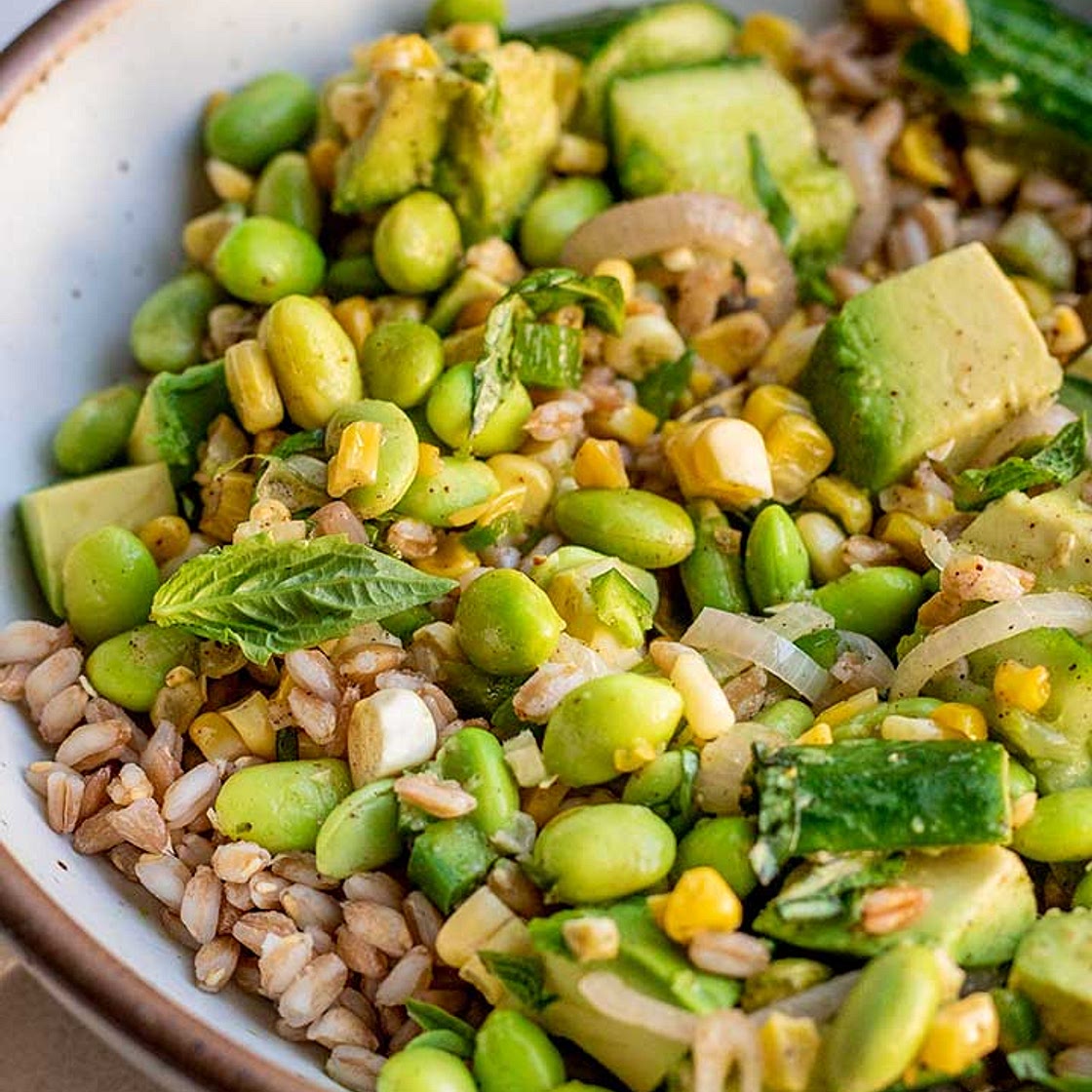 Skillet Charred Corn and Edamame Salad