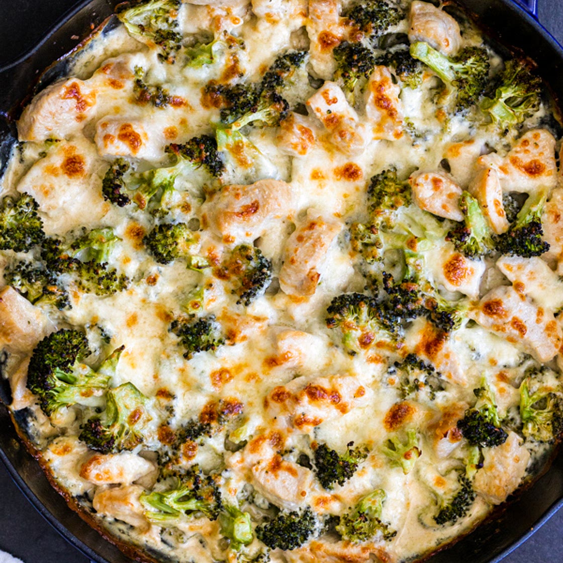 Creamy Chicken Broccoli and Cheese Casserole {Low-carb/Keto Friendly!}