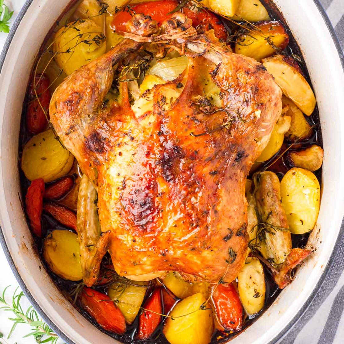 Dutch Oven Whole Roast Chicken