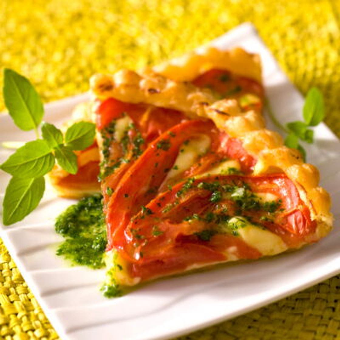 Tarte à la tomate au pistou