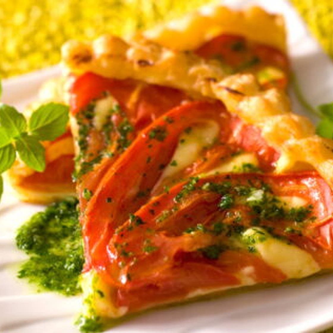 Tarte à la tomate au pistou
