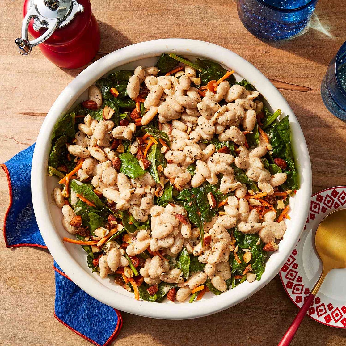 Fiber-Packed Spicy White Bean & Spinach Salad
